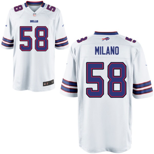 Nike Men's Buffalo Bills Game White Jersey MILANO#58