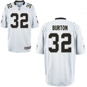 Nike Men's New Orleans Saints Game White Jersey BURTON#32