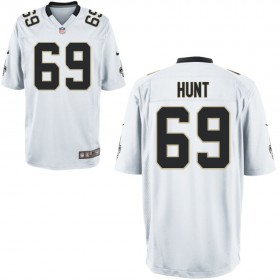 Nike Men's New Orleans Saints Game White Jersey HUNT#69