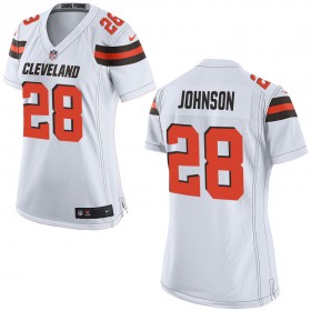 Nike Cleveland Browns Womens White Game Jersey JOHNSON#28
